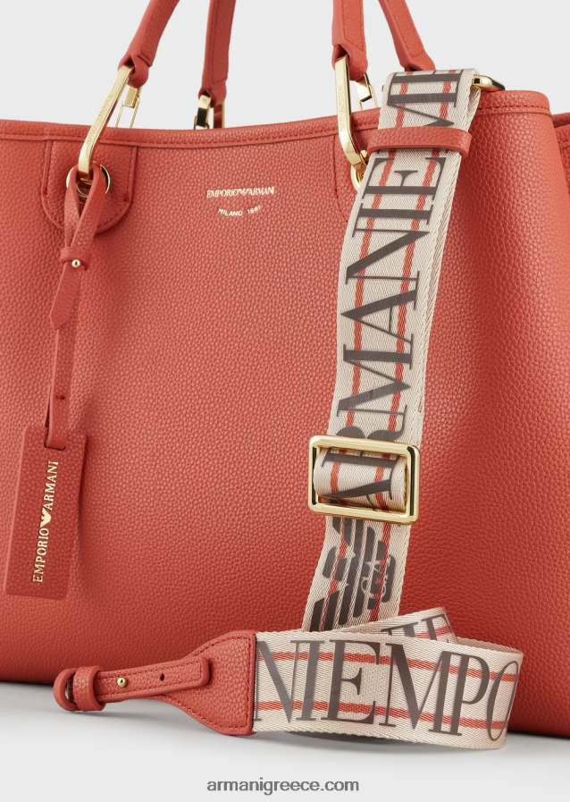 γυναίκες Armani μεσαία myea shopper bag με στάμπα ελαφιού 4046R6676 καφέ