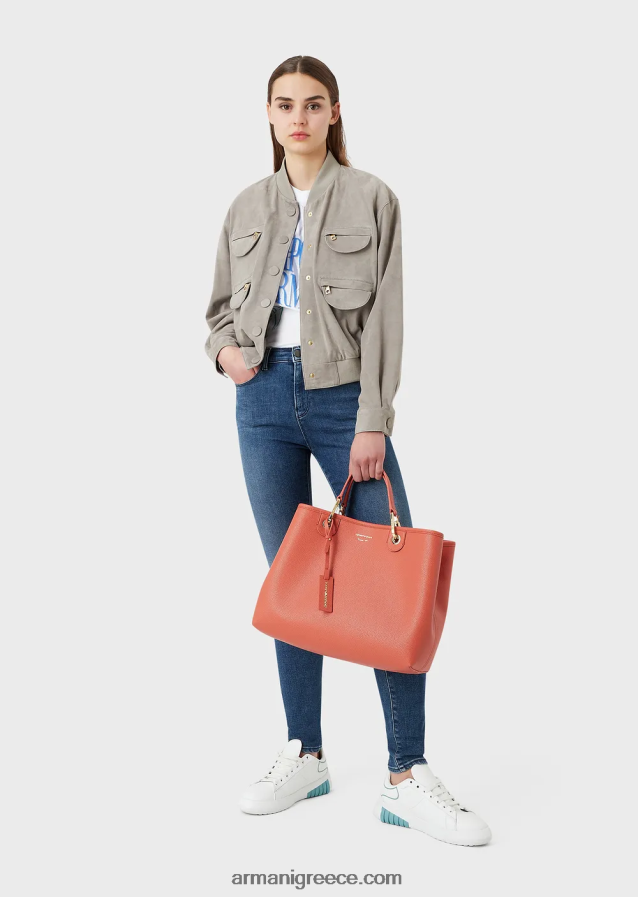 γυναίκες Armani μεσαία myea shopper bag με στάμπα ελαφιού 4046R6676 καφέ