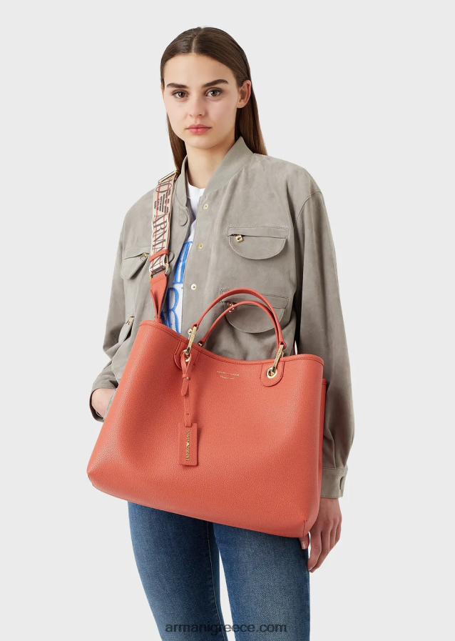 γυναίκες Armani μεσαία myea shopper bag με στάμπα ελαφιού 4046R6676 καφέ
