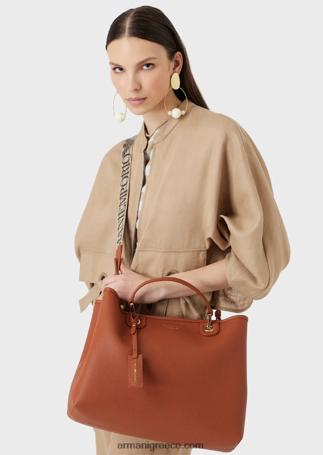 γυναίκες Armani μεσαία myea shopper bag με στάμπα ελαφιού 4046R6677 ροζ σε σκόνη