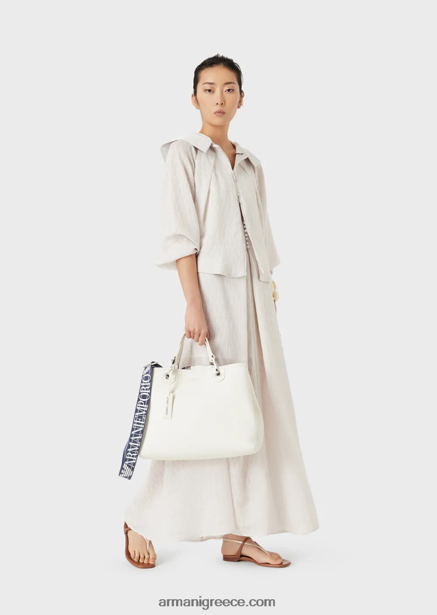 γυναίκες Armani μεσαία myea shopper bag με στάμπα ελαφιού 4046R6680 ασήμι/καπνός