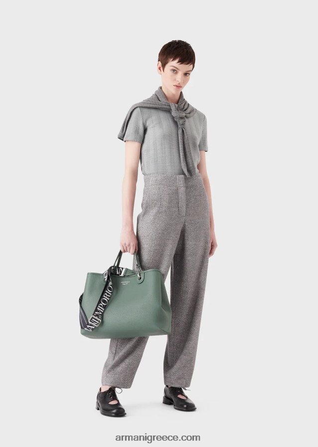 γυναίκες Armani μεσαία myea shopper bag με στάμπα ελαφιού 4046R6681 πράσινος