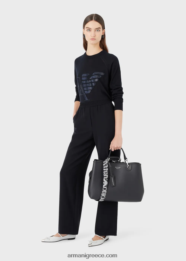 γυναίκες Armani μεσαία myea shopper bag με στάμπα ελαφιού 4046R6683 ναυτικό μπλε