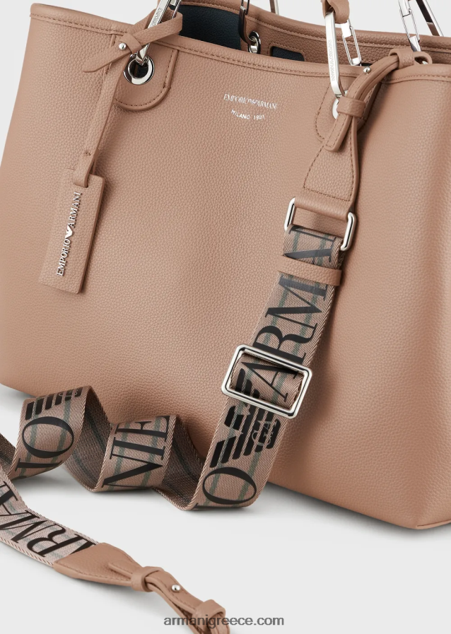 γυναίκες Armani μεσαία myea shopper bag με στάμπα ελαφιού 4046R6684 καμήλα