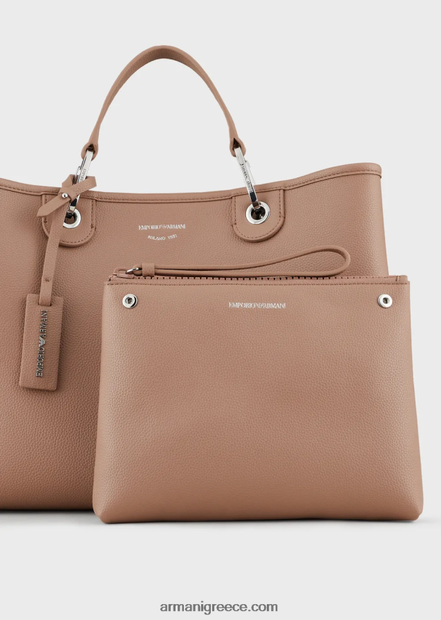 γυναίκες Armani μεσαία myea shopper bag με στάμπα ελαφιού 4046R6684 καμήλα