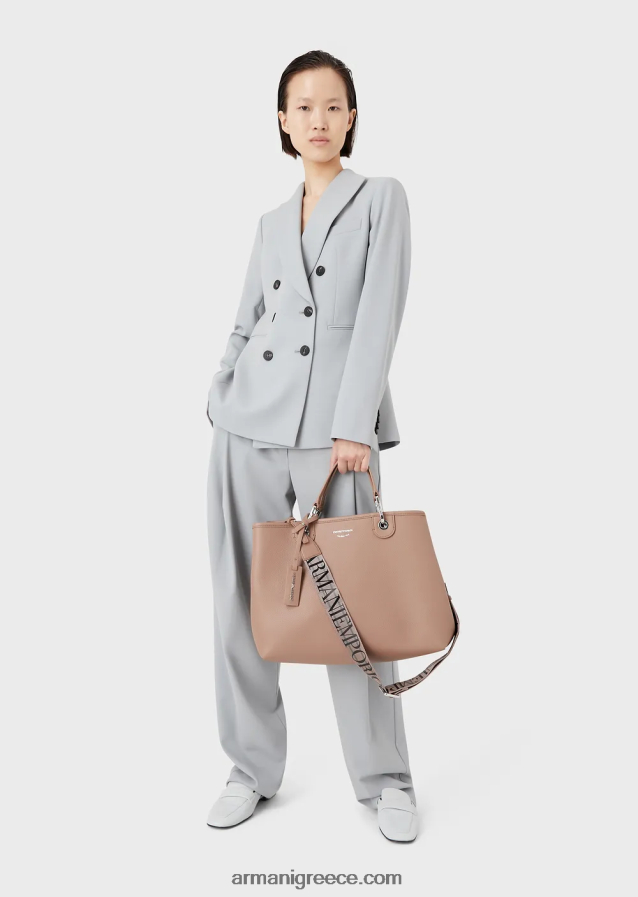 γυναίκες Armani μεσαία myea shopper bag με στάμπα ελαφιού 4046R6684 καμήλα