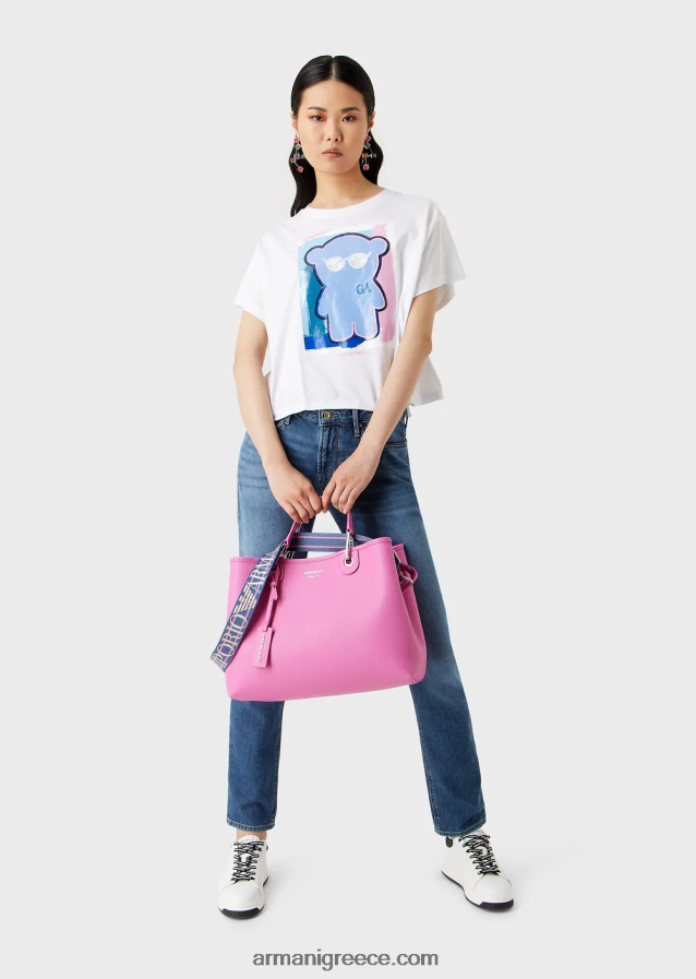 γυναίκες Armani μεσαία myea shopper bag με στάμπα ελαφιού 4046R6685 φουξία