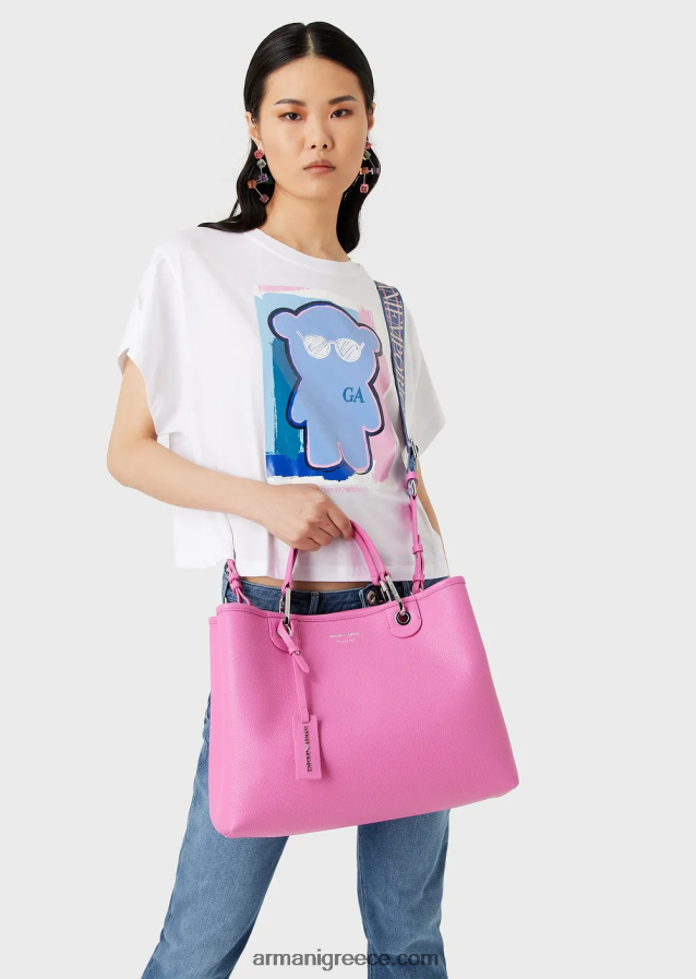γυναίκες Armani μεσαία myea shopper bag με στάμπα ελαφιού 4046R6685 φουξία