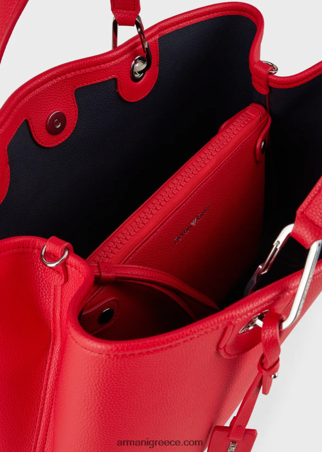 γυναίκες Armani μεσαία myea shopper bag με στάμπα ελαφιού 4046R6687 κοράλλι