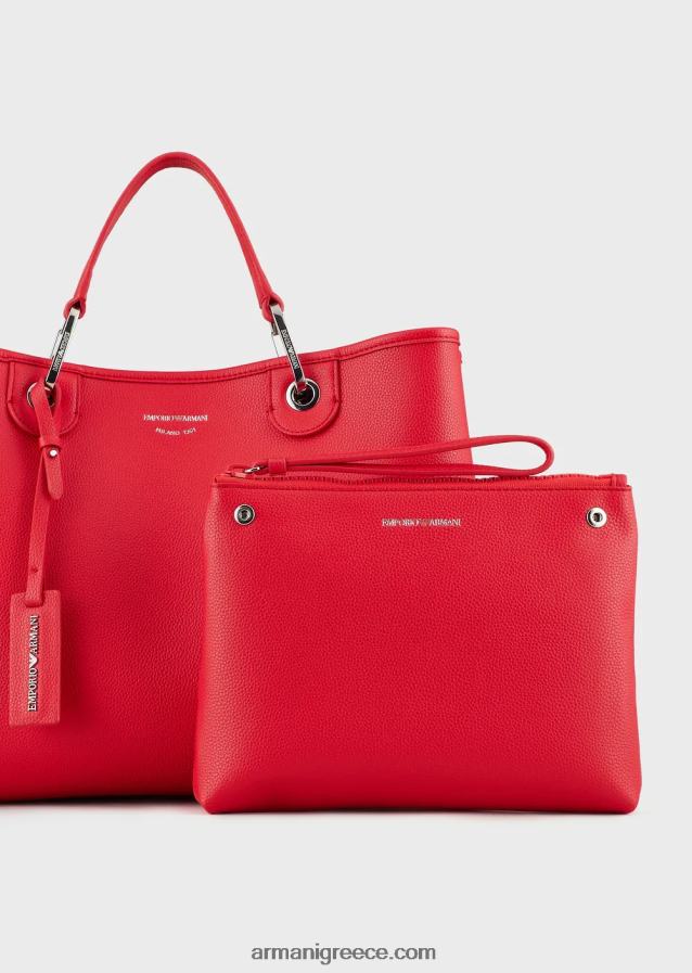 γυναίκες Armani μεσαία myea shopper bag με στάμπα ελαφιού 4046R6687 κοράλλι