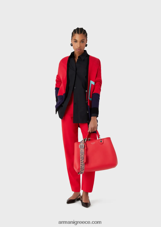 γυναίκες Armani μεσαία myea shopper bag με στάμπα ελαφιού 4046R6687 κοράλλι