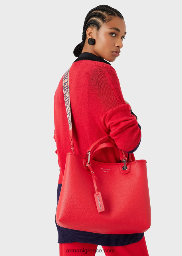 γυναίκες Armani μεσαία myea shopper bag με στάμπα ελαφιού 4046R6687 κοράλλι