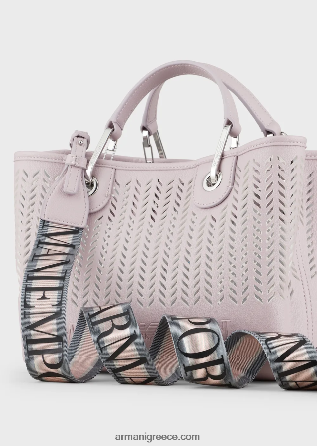 γυναίκεςArmani αξίες βιωσιμότητας μικρή myea shopper bag με διάτρητο μοτίβο chevron 4046R6706 ροζ