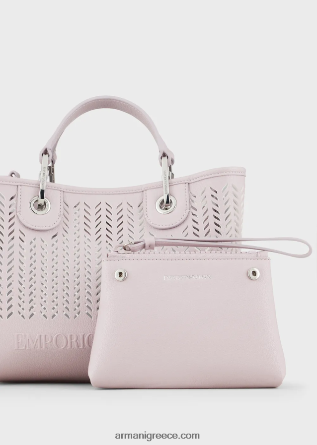 γυναίκεςArmani αξίες βιωσιμότητας μικρή myea shopper bag με διάτρητο μοτίβο chevron 4046R6706 ροζ