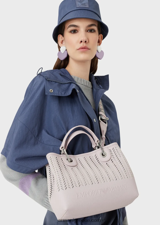 γυναίκεςArmani αξίες βιωσιμότητας μικρή myea shopper bag με διάτρητο μοτίβο chevron 4046R6706 ροζ