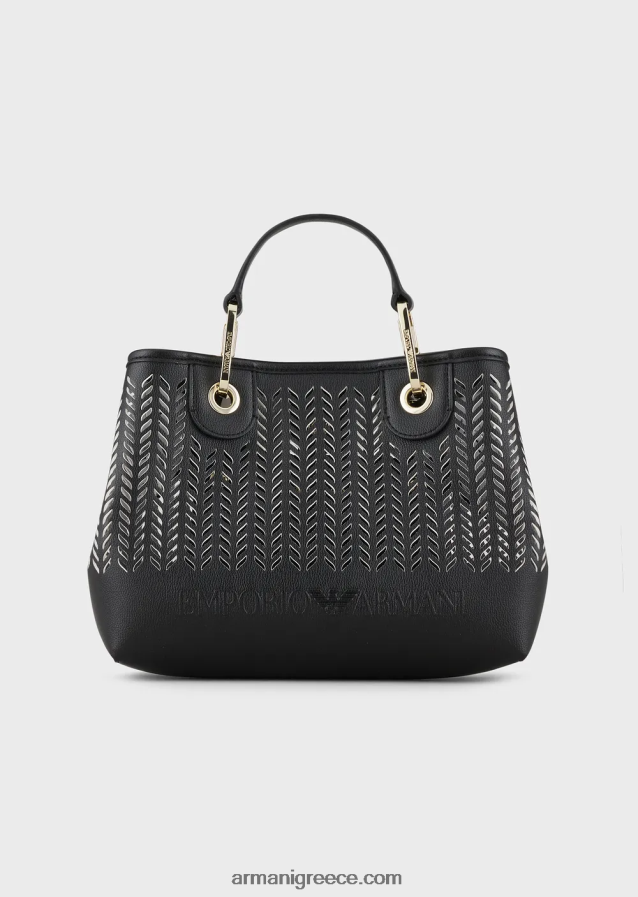 γυναίκες Armani μικρή τσάντα myea shopper με διάτρητο μοτίβο chevron 4046R6708 μαύρος
