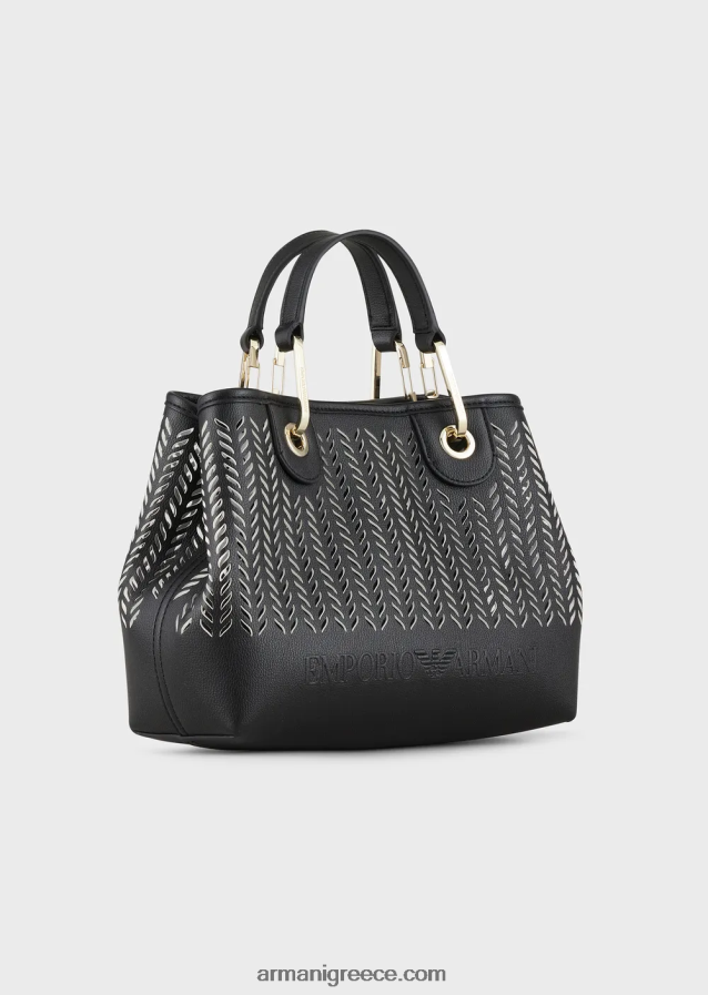 γυναίκες Armani μικρή τσάντα myea shopper με διάτρητο μοτίβο chevron 4046R6708 μαύρος