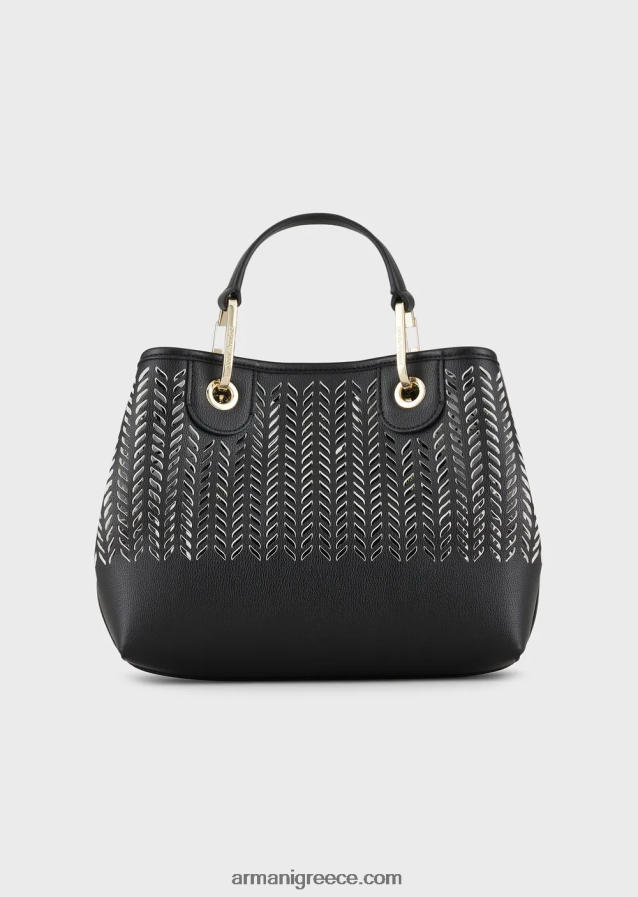 γυναίκες Armani μικρή τσάντα myea shopper με διάτρητο μοτίβο chevron 4046R6708 μαύρος