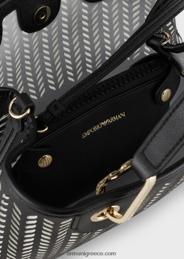 γυναίκες Armani μικρή τσάντα myea shopper με διάτρητο μοτίβο chevron 4046R6708 μαύρος