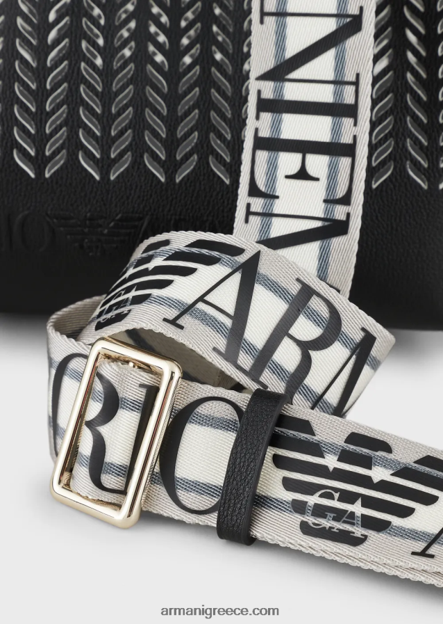 γυναίκες Armani μικρή τσάντα myea shopper με διάτρητο μοτίβο chevron 4046R6708 μαύρος