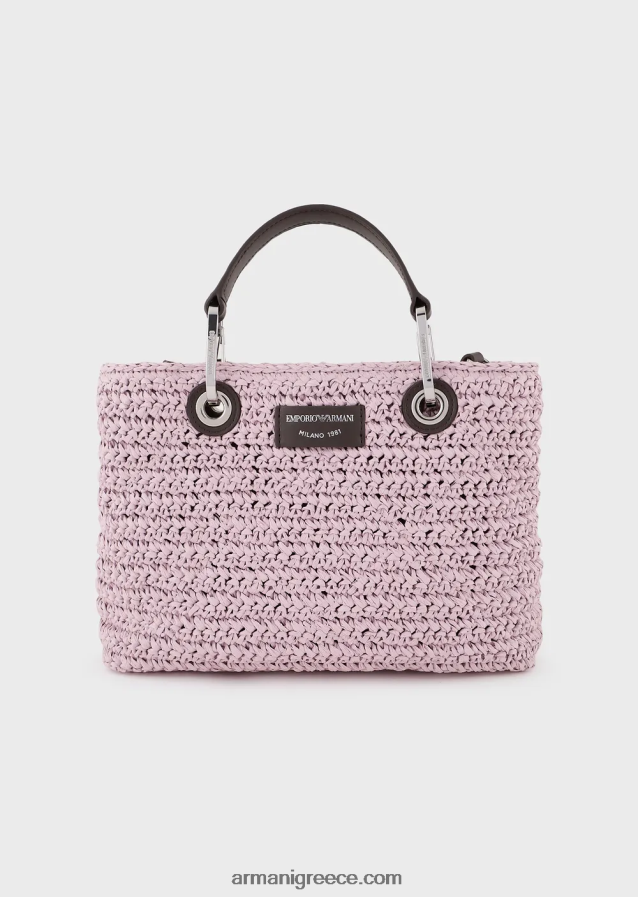 γυναίκες Armani μικρή τσάντα myea shopper σε άχυρο matelasse 4046R6719 ροζ