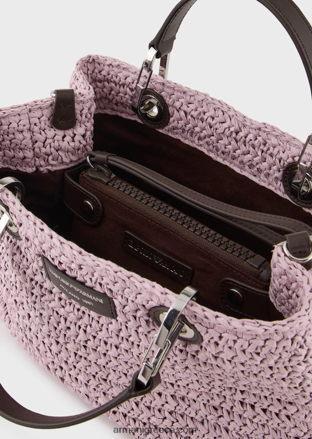 γυναίκες Armani μικρή τσάντα myea shopper σε άχυρο matelasse 4046R6719 ροζ