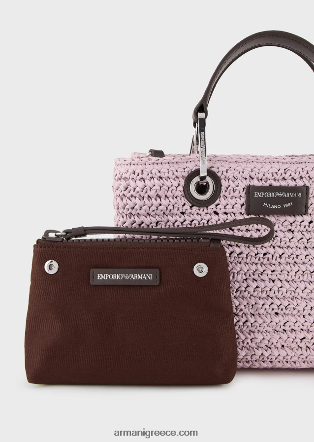 γυναίκες Armani μικρή τσάντα myea shopper σε άχυρο matelasse 4046R6719 ροζ