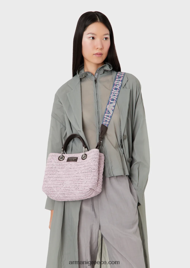 γυναίκες Armani μικρή τσάντα myea shopper σε άχυρο matelasse 4046R6719 ροζ