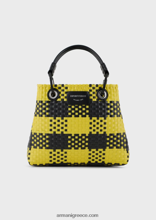 γυναίκες Armani μικρή τσάντα shopper πλεγμένη myea με μοτίβο επιταγής 4046R6720 πολύχρωμο