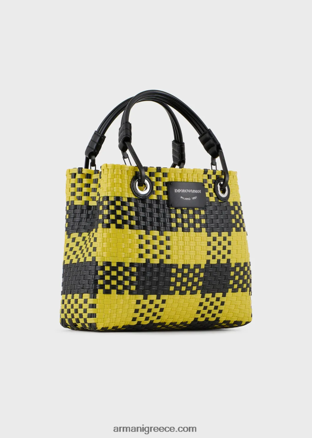 γυναίκες Armani μικρή τσάντα shopper πλεγμένη myea με μοτίβο επιταγής 4046R6720 πολύχρωμο