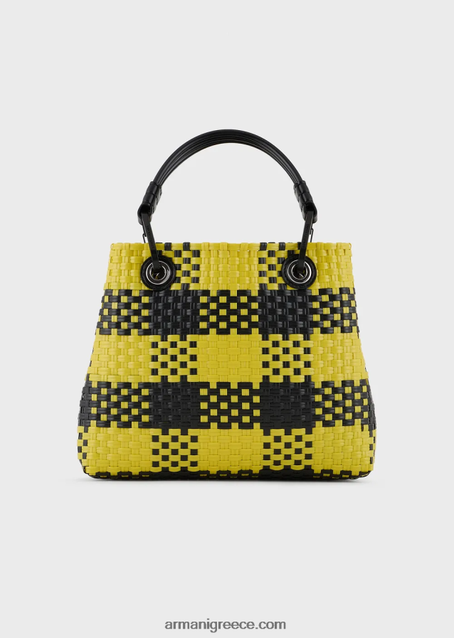 γυναίκες Armani μικρή τσάντα shopper πλεγμένη myea με μοτίβο επιταγής 4046R6720 πολύχρωμο