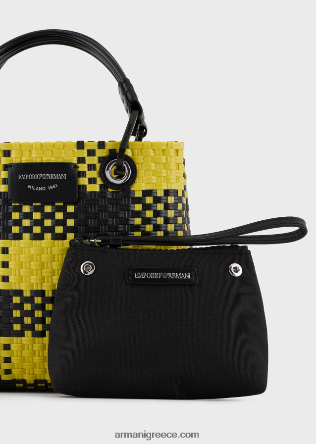 γυναίκες Armani μικρή τσάντα shopper πλεγμένη myea με μοτίβο επιταγής 4046R6720 πολύχρωμο