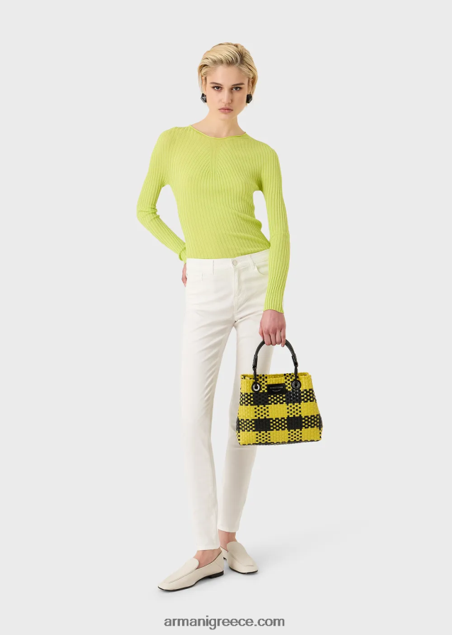 γυναίκες Armani μικρή τσάντα shopper πλεγμένη myea με μοτίβο επιταγής 4046R6720 πολύχρωμο