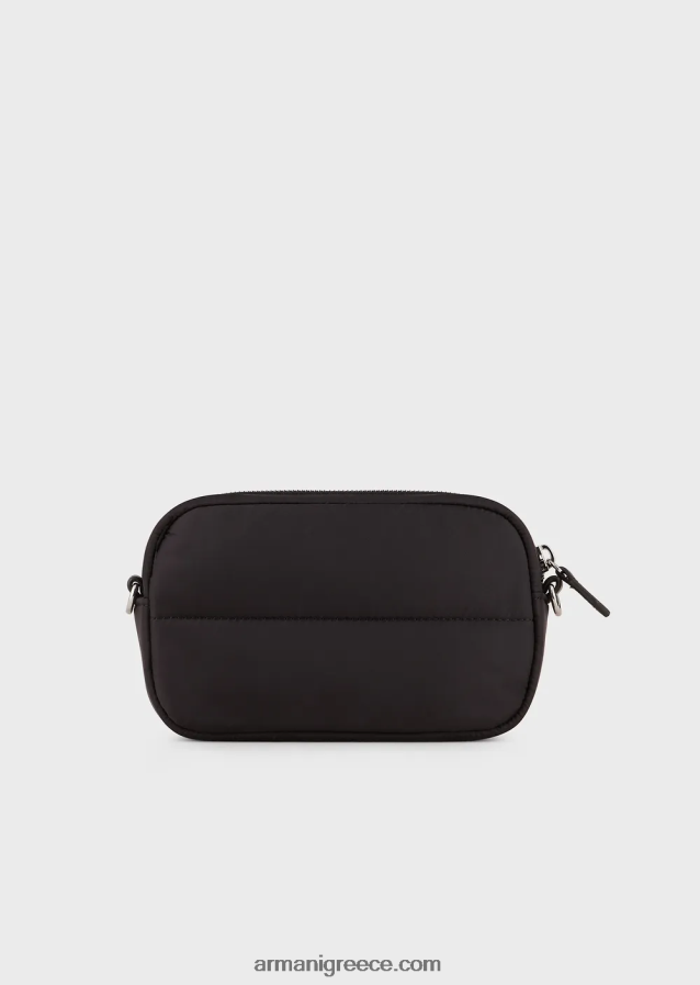 γυναίκες Armani Καπιτονέ, ανακυκλωμένη νάιλον θήκη κάμερας με ιμάντα ώμου 4046R6588 μαύρος