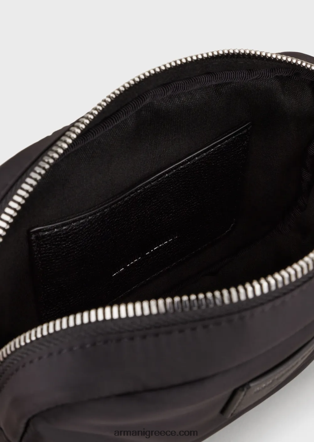 γυναίκες Armani Καπιτονέ, ανακυκλωμένη νάιλον θήκη κάμερας με ιμάντα ώμου 4046R6588 μαύρος