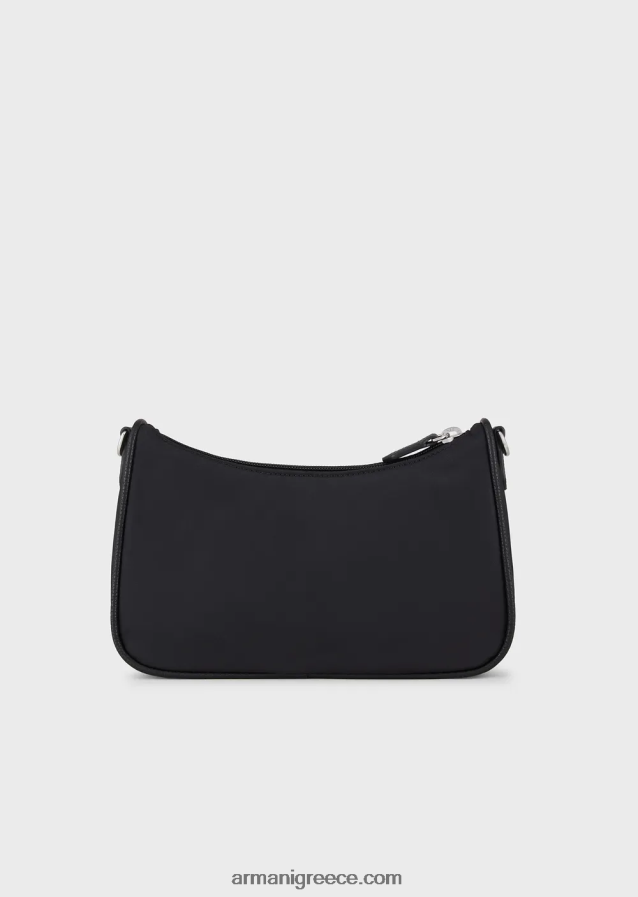 γυναίκες Armani τσάντα μπαγκέτας από ανακυκλωμένα νάιλον είδη πρώτης ανάγκης 4046R6591 μαύρος