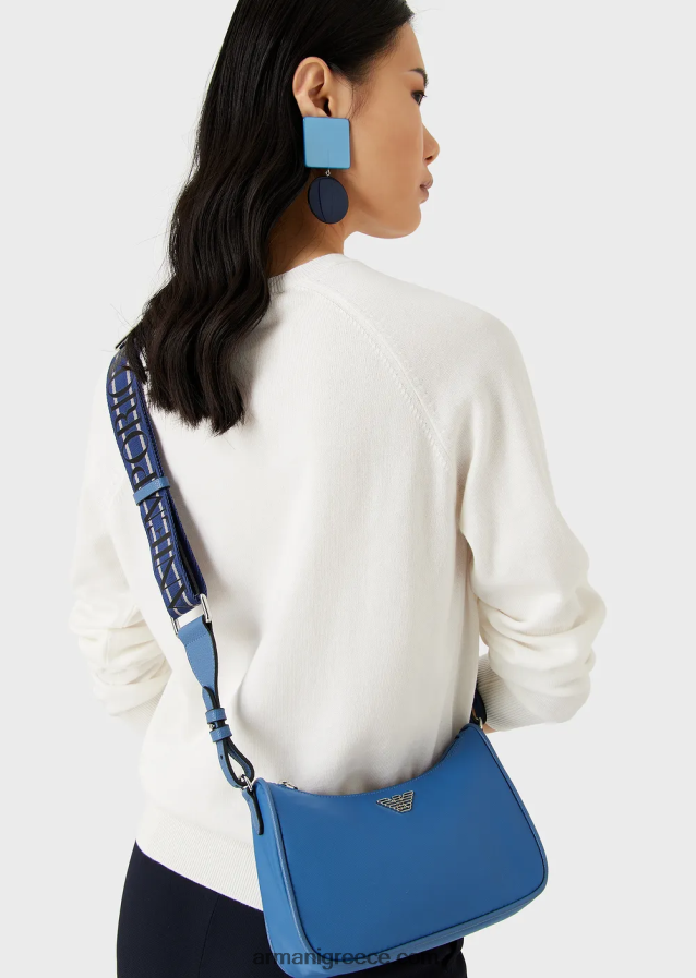 γυναίκες Armani τσάντα μπαγκέτας από ανακυκλωμένα νάιλον είδη πρώτης ανάγκης 4046R6592 γαλανός