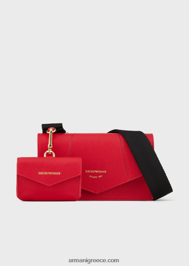 γυναίκες Armani Δερμάτινη τσάντα ώμου με στάμπα από δέρμα ελαφιού με θήκη για κάρτες 4046R6614