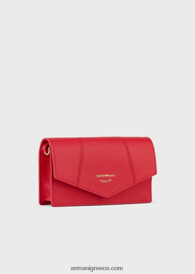 γυναίκες Armani Δερμάτινη τσάντα ώμου με στάμπα από δέρμα ελαφιού με θήκη για κάρτες 4046R6614
