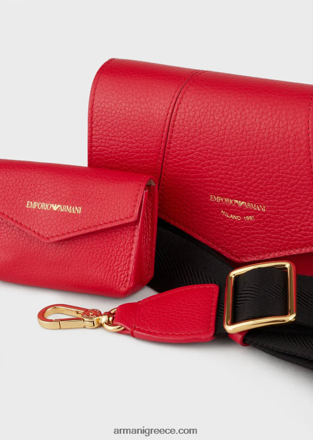 γυναίκες Armani Δερμάτινη τσάντα ώμου με στάμπα από δέρμα ελαφιού με θήκη για κάρτες 4046R6614