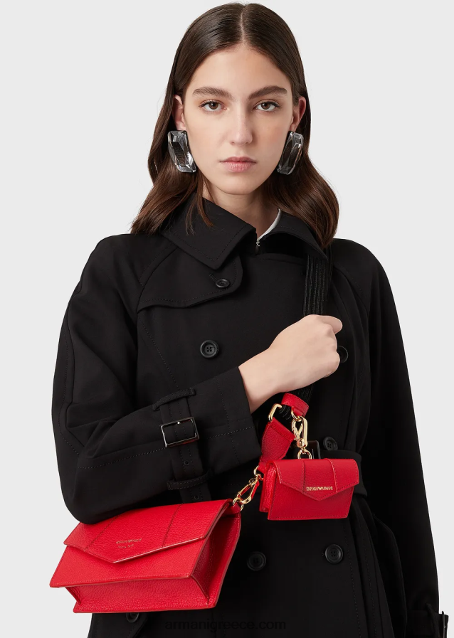 γυναίκες Armani Δερμάτινη τσάντα ώμου με στάμπα από δέρμα ελαφιού με θήκη για κάρτες 4046R6614