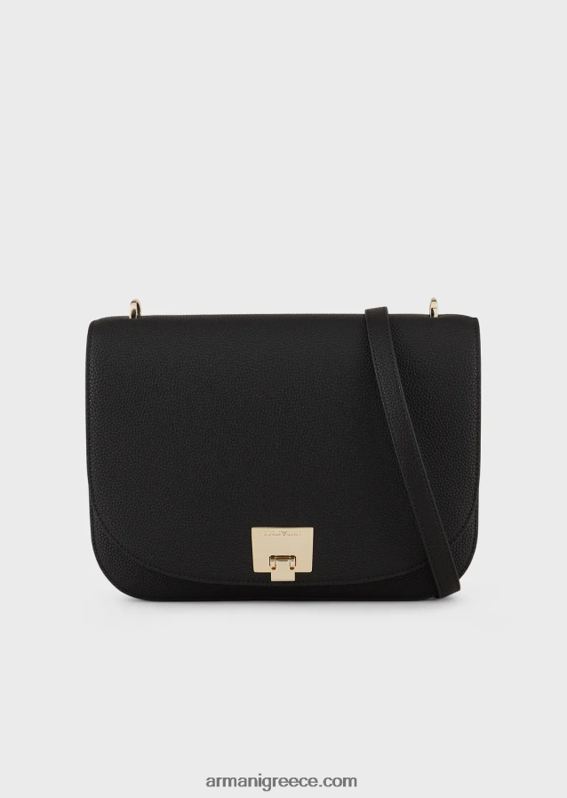γυναίκες Armani τσάντα ώμου με πτερύγιο με στάμπα ελαφιού 4046R6615 μαύρος