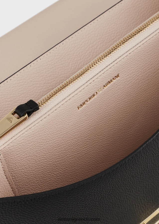 γυναίκες Armani τσάντα ώμου με πτερύγιο με στάμπα ελαφιού 4046R6615 μαύρος