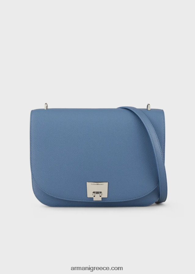 γυναίκες Armani τσάντα ώμου με πτερύγιο με στάμπα ελαφιού 4046R6616 μπλε