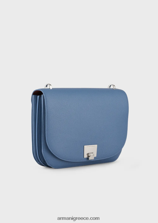 γυναίκες Armani τσάντα ώμου με πτερύγιο με στάμπα ελαφιού 4046R6616 μπλε
