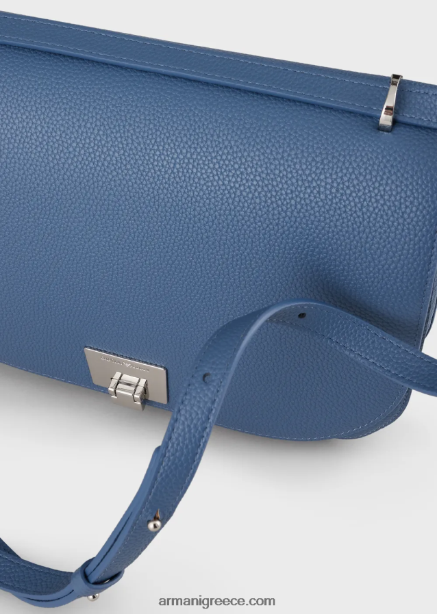γυναίκες Armani τσάντα ώμου με πτερύγιο με στάμπα ελαφιού 4046R6616 μπλε