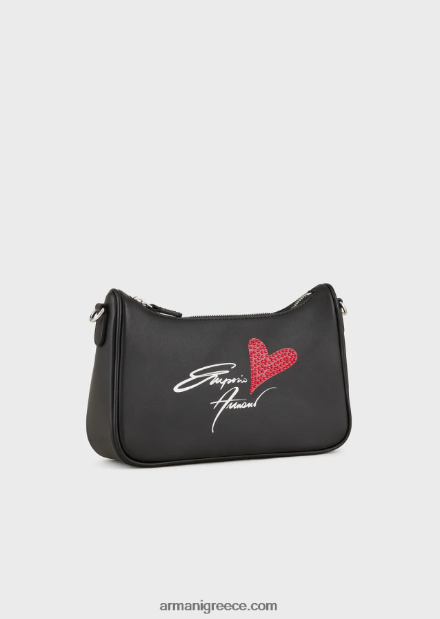 γυναίκες Armani τσάντα ώμου με λογότυπο για την ημέρα του Αγίου Βαλεντίνου 4046R6621 μαύρος