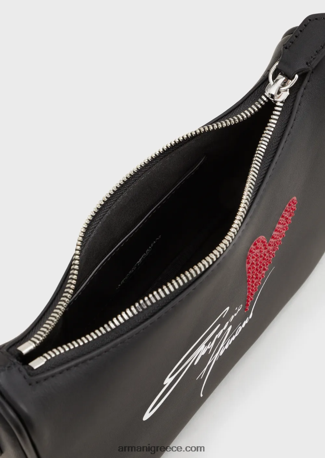 γυναίκες Armani τσάντα ώμου με λογότυπο για την ημέρα του Αγίου Βαλεντίνου 4046R6621 μαύρος