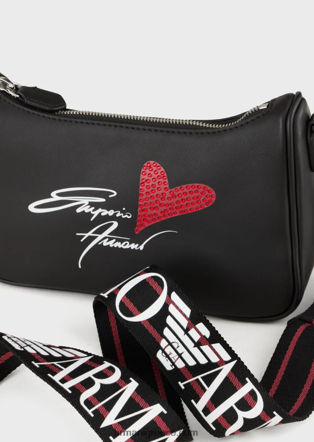 γυναίκες Armani τσάντα ώμου με λογότυπο για την ημέρα του Αγίου Βαλεντίνου 4046R6621 μαύρος