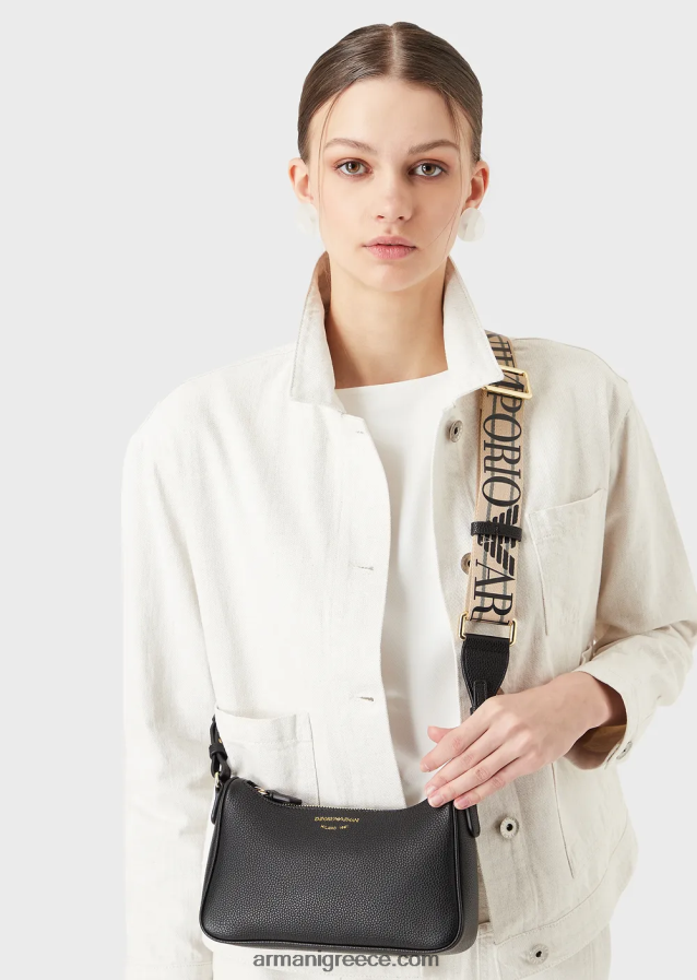 γυναίκες Armani τσάντα μπαγκέτας με στάμπα ελαφιού 4046R6622 μαύρος